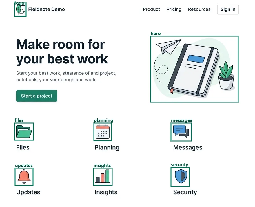 Manual selections for eight website assets