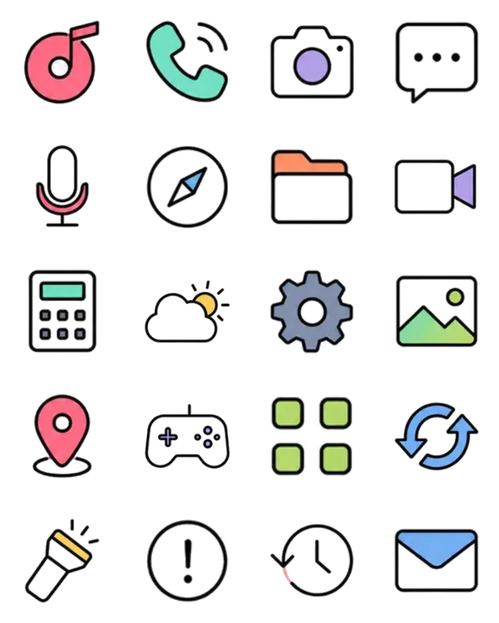 Twenty individual transparent previews extracted from the AI icon sheet