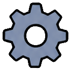 Gear icon shown as enlarged raster pixels