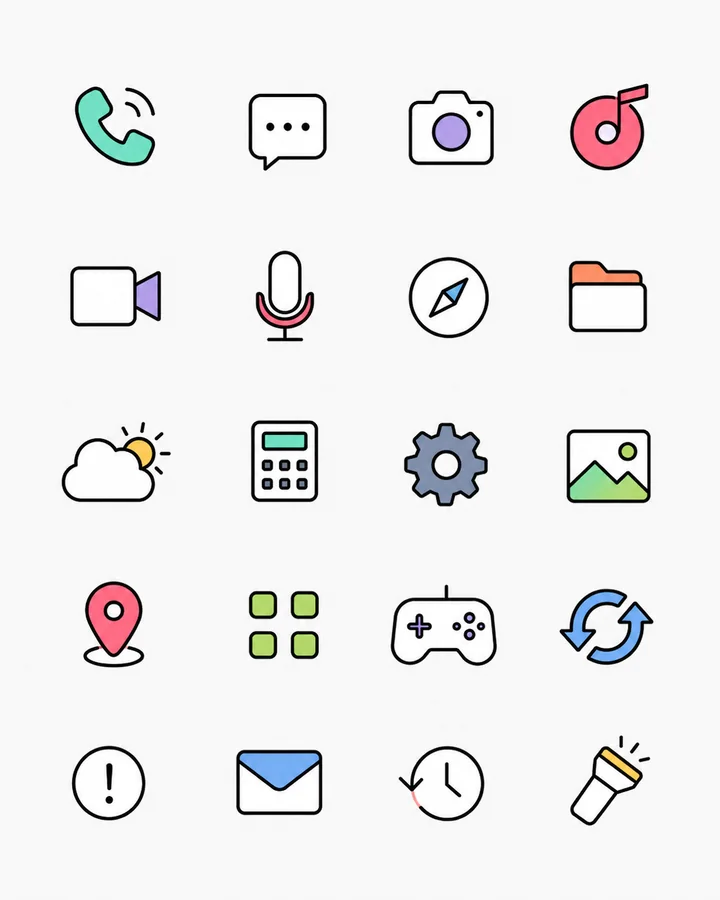 AI-generated asset board with 20 icons ready for automatic extraction