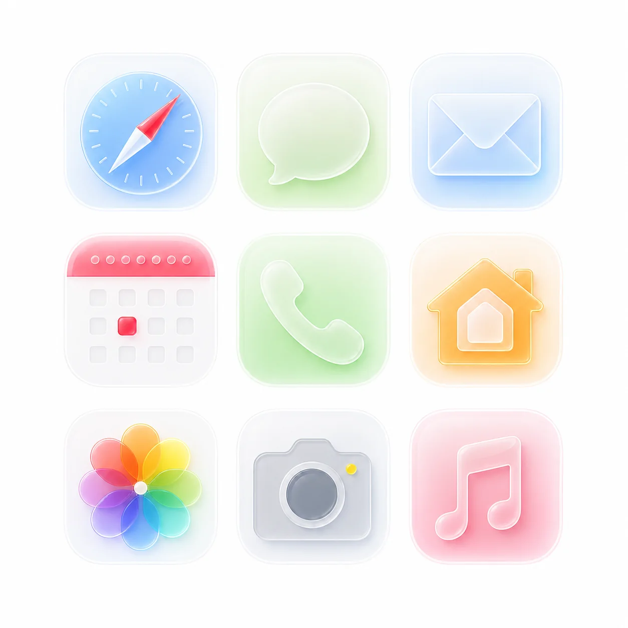 Nine app icons arranged in an irregular icon sheet